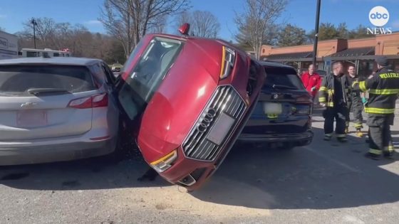 WATCH: Tight spot: Driver gets wedged between cars in Massachusetts parking lot – MASHAHER