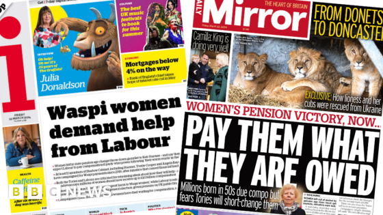 Newspaper headlines: Women ‘owed’ payouts from £35bn ‘Waspi sting’ – MASHAHER