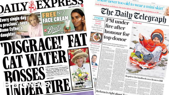 The Papers: Water bosses a 'disgrace' and Easter honours 'row' – MASHAHER