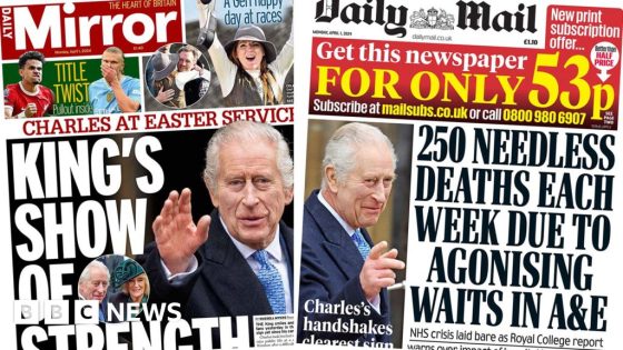 The Papers: 'King's strength' and 'agonising A&E waits' – MASHAHER