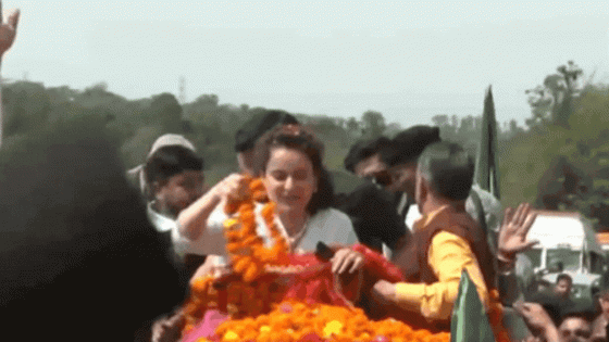 Actor-turned-politician and BJP’s candidate from Himachal Pradesh Kangana Ranaut holds roadshow in Mandi | India News – MASHAHER