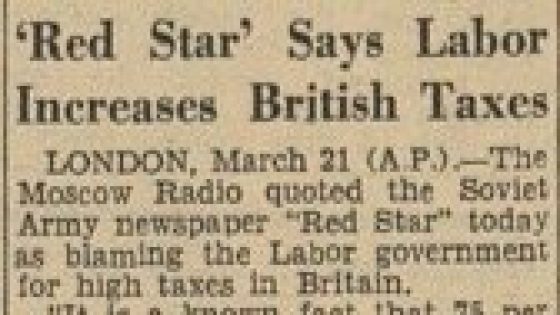 1949: ‘Red Star’ Says Labour Increases British Taxes – MASHAHER