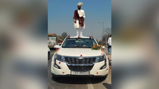 UP Groom Plays Statue Standing On A Car, Police Say Over – MASHAHER