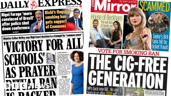 The Papers: School's prayer ban win and 'cig-free generation' – MASHAHER