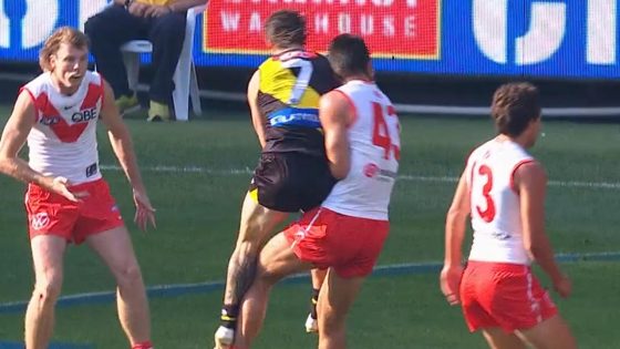 Liam Baker bump on Lewis Melican, Richmond Tigers vs Sydney Swans, video, suspension, appeal – MASHAHER