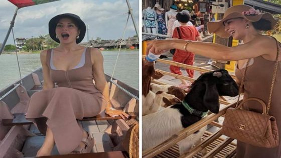 Jacqueline Fernandez enjoys the floating boat market in Pattaya, plays with baby goats, see photos and videos : Bollywood News – MASHAHER