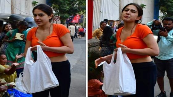 Sara Ali Khan distributes food to underprivileged; requests paps to not shoot : Bollywood News – MASHAHER