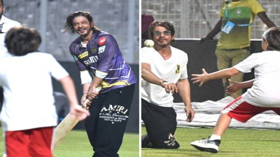 Shah Rukh Khan showcases batting skills; son AbRam Khan bowls to Kolkata Knight Riders player Rinku Singh, videos go viral from training session : Bollywood News – MASHAHER