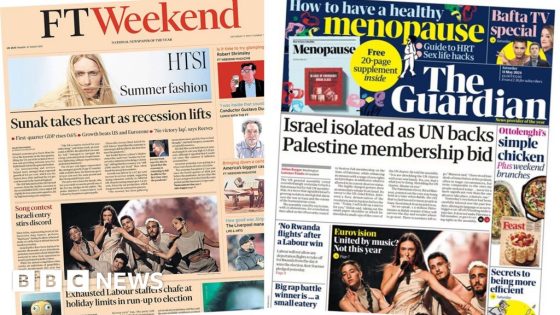 The Papers: 'Recession lifts' and Eurovision 'discord' – MASHAHER