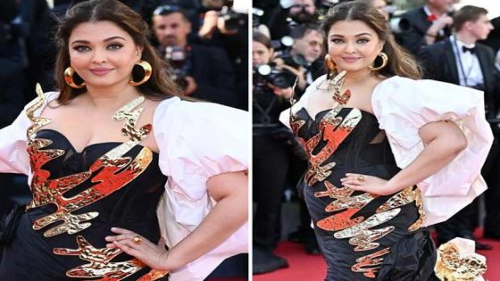 Cannes 2024: Aishwarya Rai Bachchan dazzles in Falguni Shane Peacock floor-sweeping black and white gown with gold detailing at Megalopolis world premiere 2024 : Bollywood News – MASHAHER