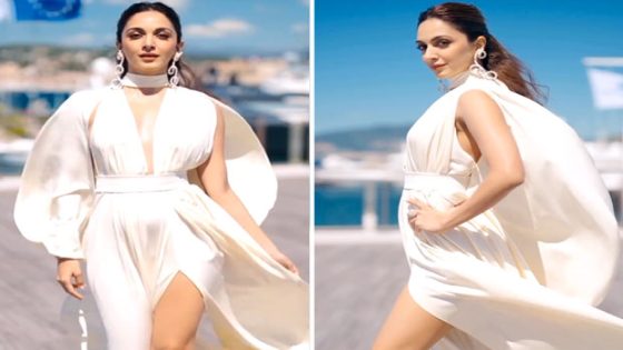 Cannes 2024: Kiara Advani makes pristine entrance in V-neckline Prabal Gurung thigh-high slit dress with statement earrings 2024 : Bollywood News – MASHAHER