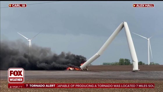 Wind turbine burns in Iowa after being destroyed by tornado – MASHAHER