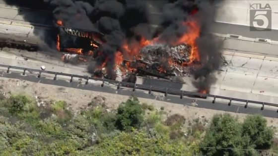 Semi-truck carrying meat incinerated by massive fire on 5 Freeway in Los Angeles – MASHAHER