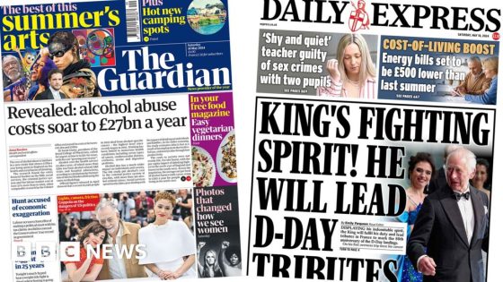 The Papers: Alcohol abuse 'costs £27bn' and 'King's fighting spirit' – MASHAHER