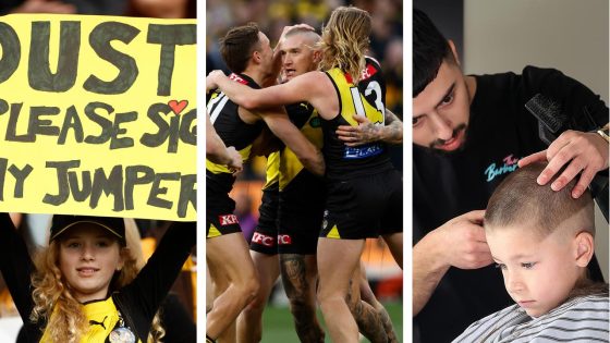 Dustin Martin 300 game, first goal video, pictures, merchandise sold out, Richmond Tigers vs Hawthorn Hawks – MASHAHER