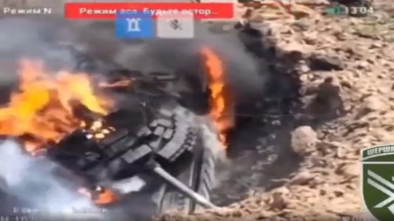 A Russian tank stuck in a large crater became a sitting duck for Ukraine’s drones, a video appears to show – MASHAHER