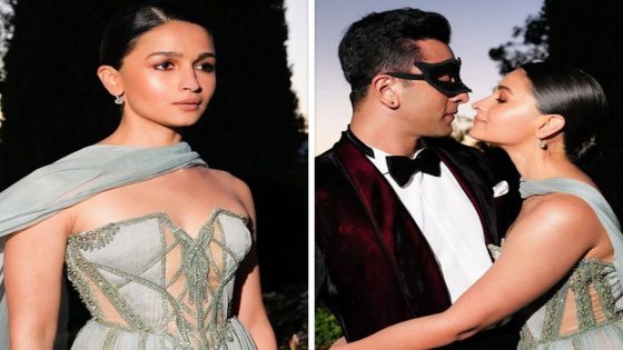 Alia Bhatt mesmerizes in Elie Saab strapless pastel gown with shoulder cape & sunset blush; Ranbir Kapoor keeps it dapper in a mask in new photos from Ambani pre-wedding cruise bash : Bollywood News – MASHAHER