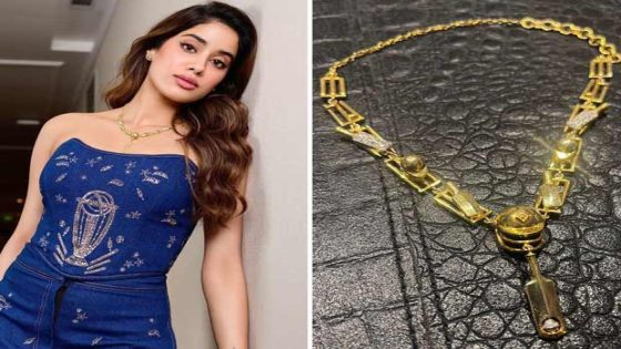 Janhvi Kapoor bowls over with World Cup trophy embroidered custom denim corset & flared pants paired with cricket-inspired statement necklace for Mr & Mrs Mahi promotions : Bollywood News – MASHAHER