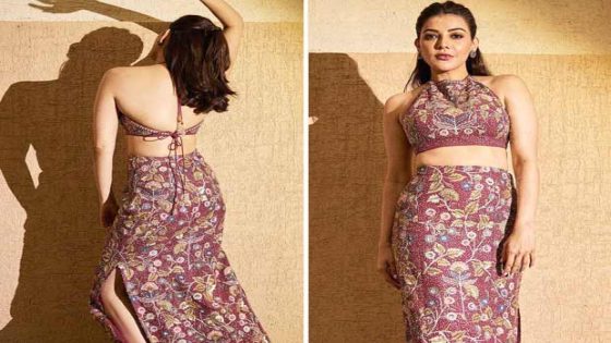 Kajal Aggarwal looks stunning in a traditional black silk gown with hand painting : Bollywood News – MASHAHER