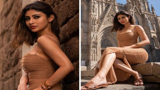 Mouni Roy stuns in Spain with postcard-worthy pics in ruched tanned bodycon dress; shares picturesque glimpses with Barcelona Cathedral : Bollywood News – MASHAHER