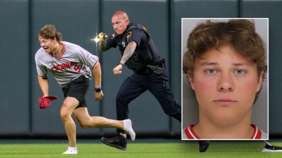 Reds fan tased and arrested after running onto field and doing backflip in front of officer – MASHAHER