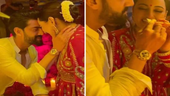 Sonakshi Sinha and Zaheer Iqbal share a beautiful moment at the cake cutting ceremony; watch : Bollywood News – MASHAHER