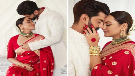 Sonakshi Sinha and Zaheer Iqbal share kisses in dreamy photos from their wedding reception: “It was like the universe came together for two people in love” : Bollywood News – MASHAHER