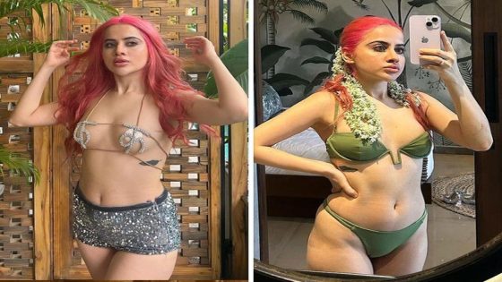 Uorfi Javed makes a statement with bubblegum pink hair, shares photos in bikini and skimpy outfits : Bollywood News – MASHAHER