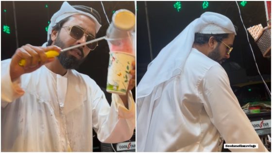 Indian street vendorâs Kandura outfit while serving food divides internet – MASHAHER