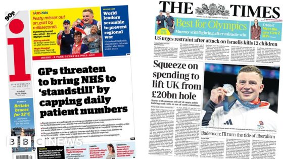 The Papers: GPs threaten 'standstill' and 'silver for Peaty' – MASHAHER