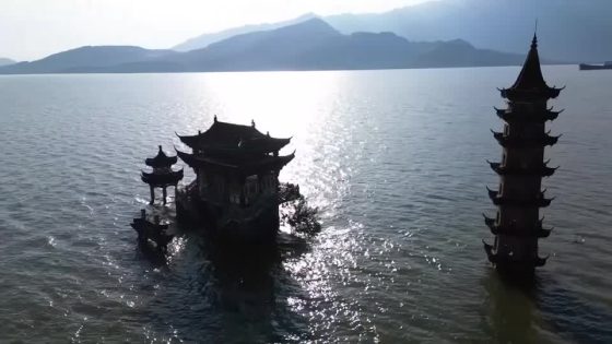 Drone footage shows Chinese temple partially submerged – MASHAHER