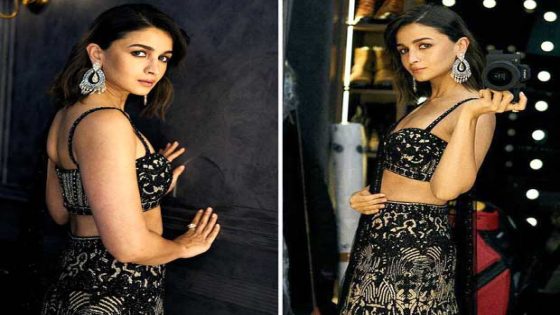 Alia Bhatt dazzles in custom Faraz Manan black velvet lehenga and cropped blouse at Anant Ambani-Radhika Merchant’s sangeet : Bollywood News – MASHAHER