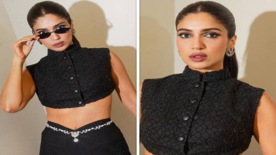 Bhumi Pednekar keeps it chic in Kunal Rawal crop top and skirt with sparkly belt and mini handbag, see photos : Bollywood News – MASHAHER