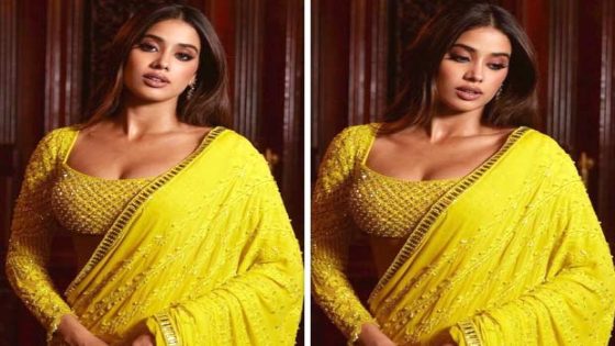 Janhvi Kapoor exudes radiance in Manish Malhotra custom yellow saree with embellished full-sleeved blouse for haldi ceremony of Anant Ambani – Radhika Merchant : Bollywood News – MASHAHER