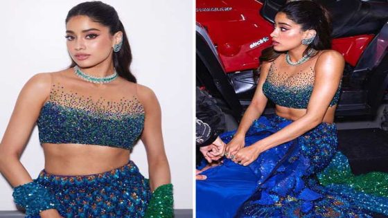 Janhvi Kapoor weaves elegance in mermaid-style Manish Malhotra peacock lehenga for Anant Ambani-Radhika Merchant’s sangeet; Shikhar Pahariya trims her can-can before hitting dance floor : Bollywood News – MASHAHER