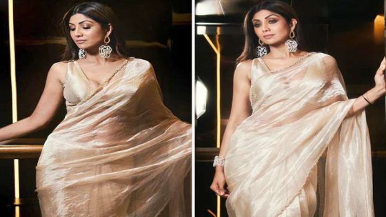 Shilpa Shetty stuns in a sheer shimmering saree, perfect for modern Indian fashionistas : Bollywood News – MASHAHER