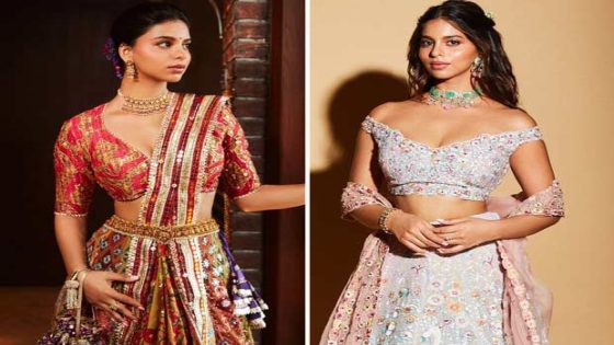 Suhana Khan keeps it regal in Mayyur Girotra and Rahul Mishra embellished lehengas at Anant Ambani – Radhika Merchant wedding : Bollywood News – MASHAHER