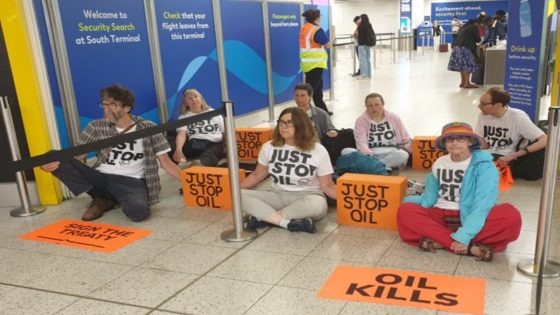 Just Stop Oil activists block Gatwick Airport departure gates in London – MASHAHER