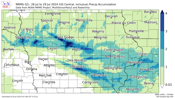 Pair of Iowa cities received more than 3 inches of rain Sunday – MASHAHER