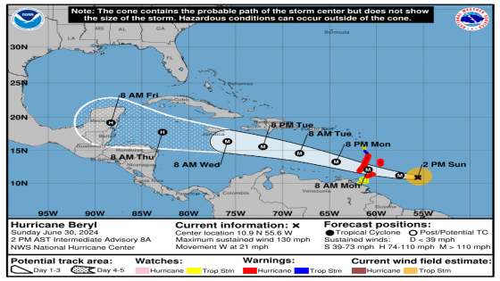 Will Hurricane Beryl impact Palm Beach County or Florida? Category 4 storm’s path forecast – MASHAHER