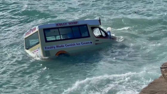 Dramatic moment ice cream van swept out to sea in Cornwall | UK News – MASHAHER