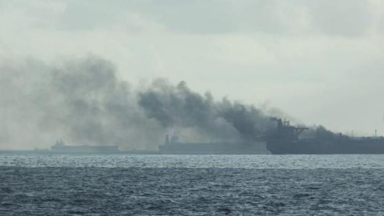 Two large oil tankers collide and catch fire near Singapore | World News – MASHAHER