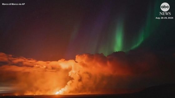 WATCH: Northern lights shine as lava spews from erupting volcano in Iceland – MASHAHER