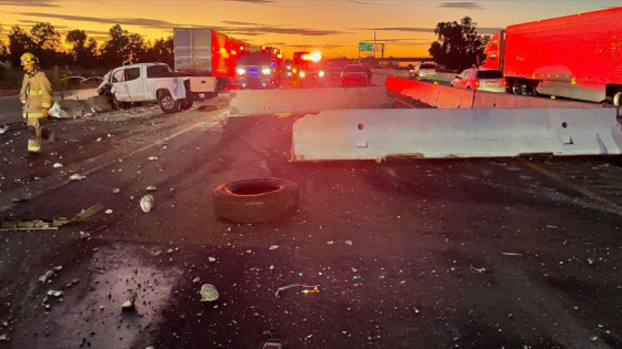 Crash sends concrete pillars onto roadway, shuts down 99 for several hours – MASHAHER