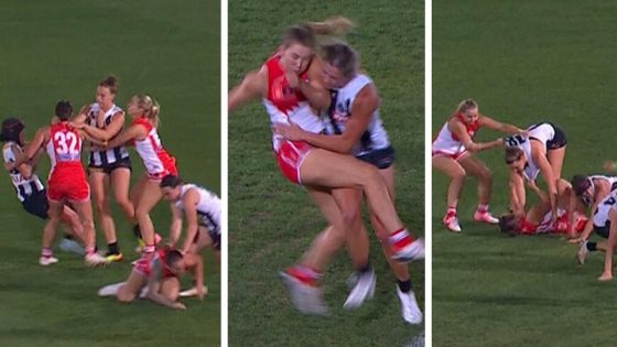 Sydney Swans vs Collingwood Magpies, massive hit, big bump, Swan knocked out, Tarni White, match review, sweats, Maddy Collier, Chloe Molloy, Muireann Atkinson – MASHAHER