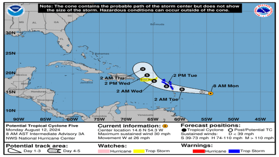 Forecasters announced a tropical storm warning for portions of the leeward islands – MASHAHER