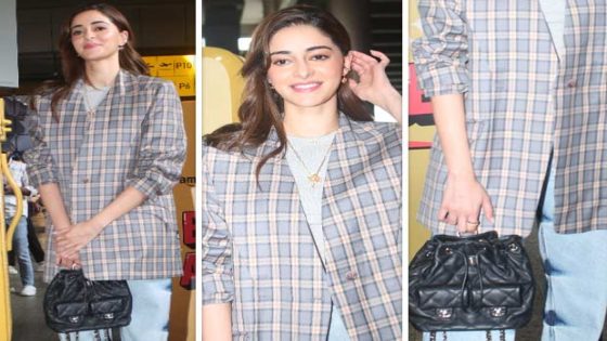 Ananya Panday turns heads at the airport with checked blazer, denim jeans, and Chanel backpack worth Rs. 5 lakh approximately 5 : Bollywood News – MASHAHER