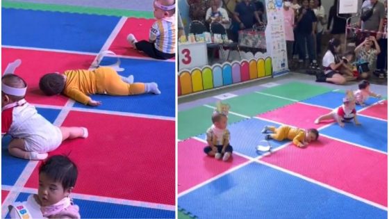 Baby falls asleep during a crawling competition viral video from Thailand – MASHAHER