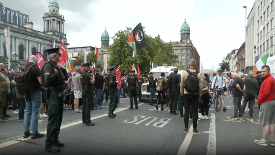 ‘Woman injured by firework’ as protesters and counter protesters clash in Belfast city centre – MASHAHER