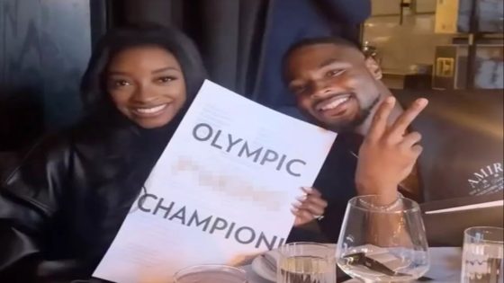 Simone Biles and husband pose with expletive-laden Olympics-themed restaurant menu – MASHAHER